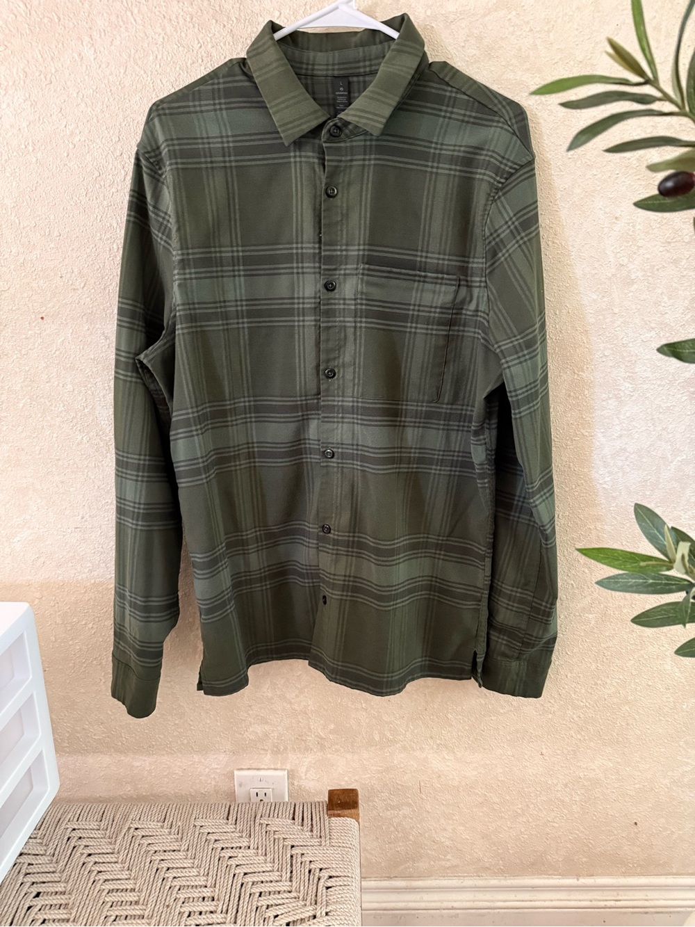 lululemon athletica Olive Plaid Button-Down Shirt